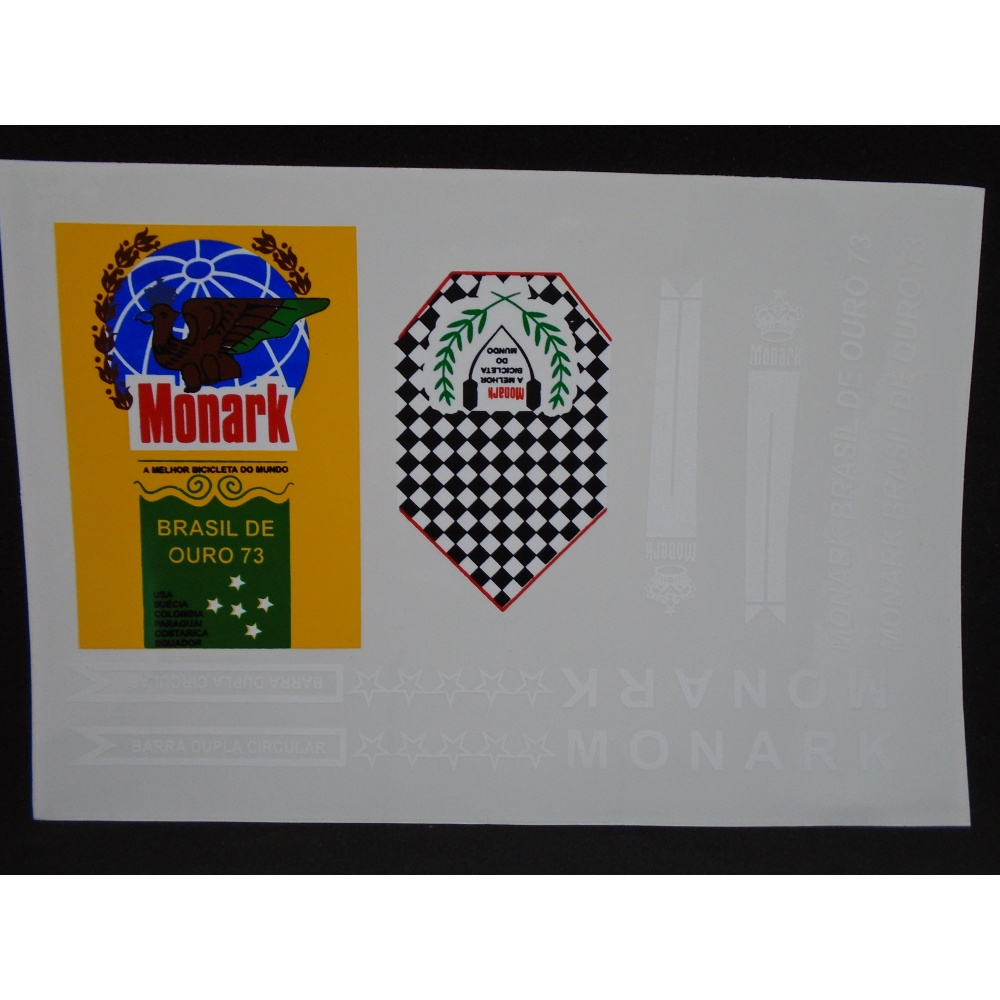 Adesivo Bicicleta Monark Brasil de Ouro 73 Branco