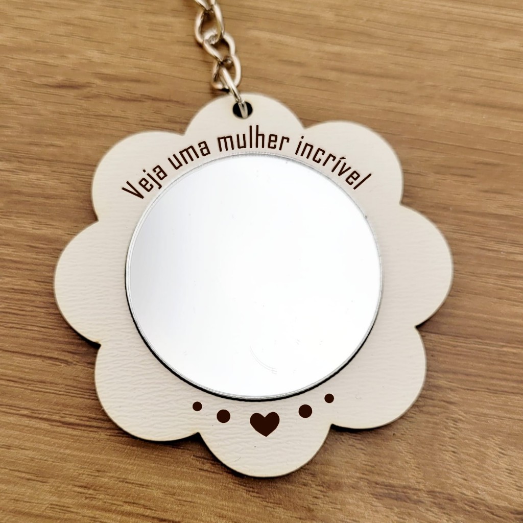 Chaveiros MDF branco com espelho 50~100 unidades em Oferta na Shopee