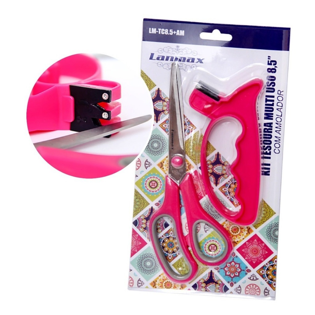 Tesoura Multiuso Com Afiador Amolador Lanmax Cabo Emborrachado LM-TC8.5+AM 8,5 Polegadas 21,6Cm