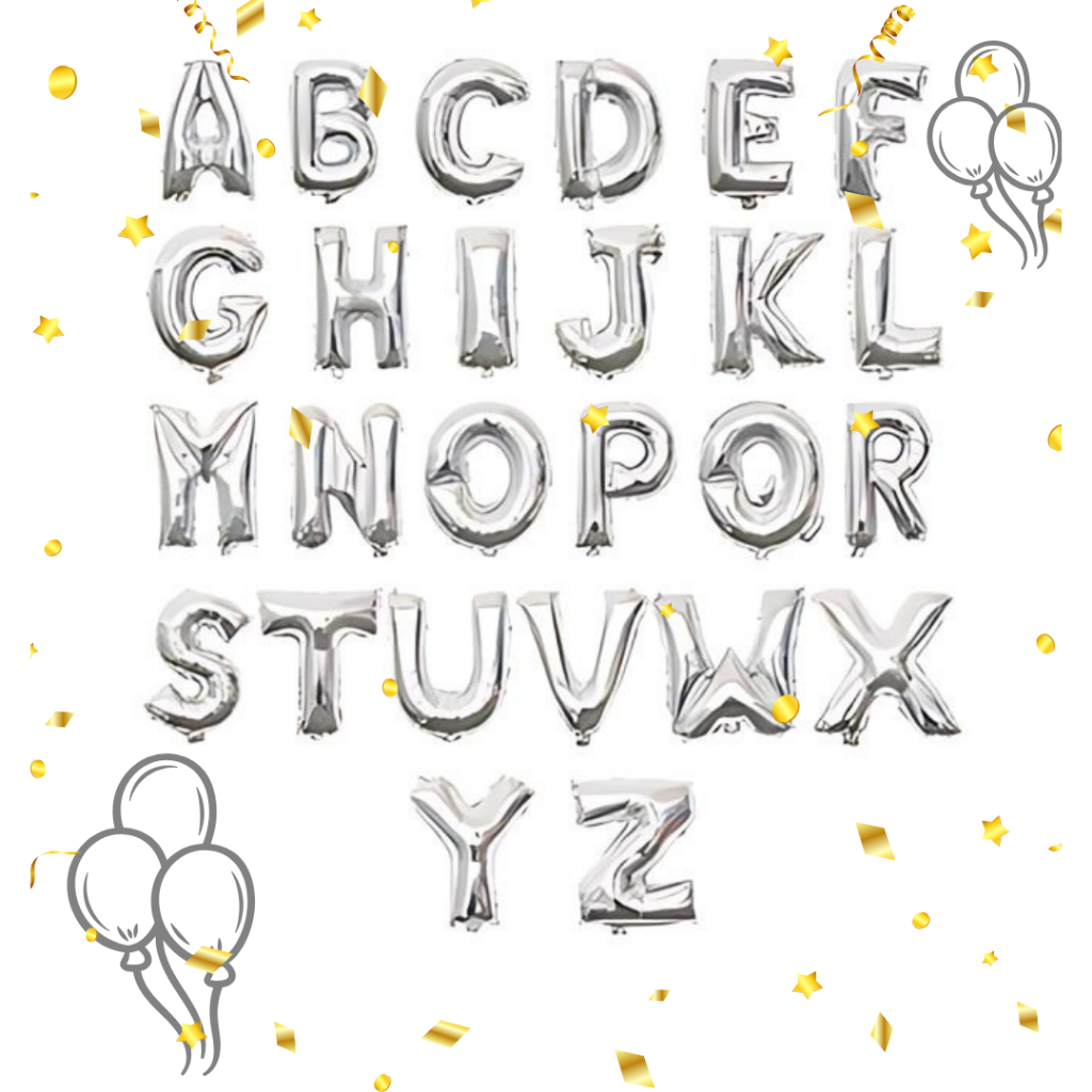 Balão Metalizado Letra Prata 30 cm Escolha as letras e montamos seu kit de letras