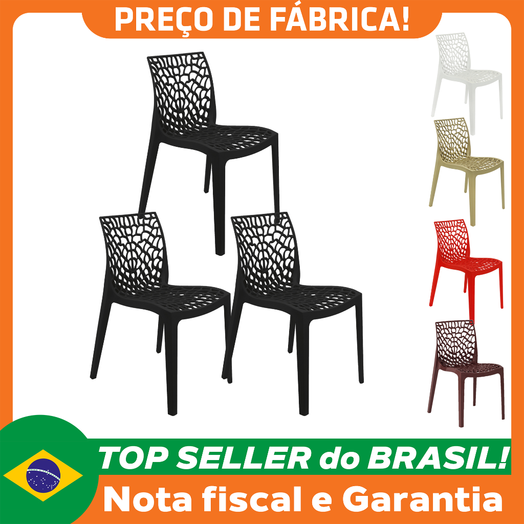 Kit 3 Cadeiras Gruvyer Design Cozinha Sala de Estar Jantar