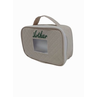 Porta Fralda e Lenço Umedecido Personalizado  Marfim com Verde escuro em Oferta na Shopee