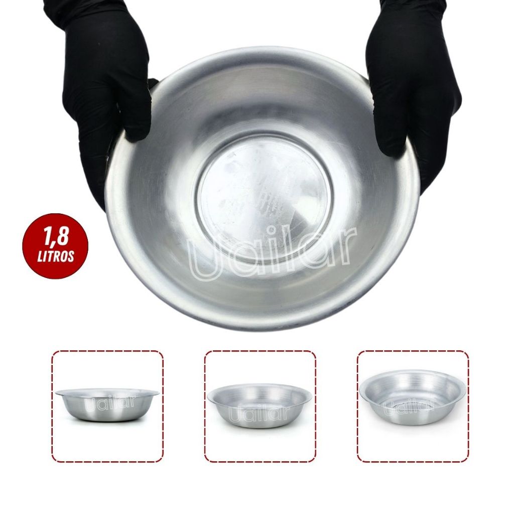 Bacia Multiuso Media 25 Cm Aluminio 1,8L Reforcado Pro com orla Cuba