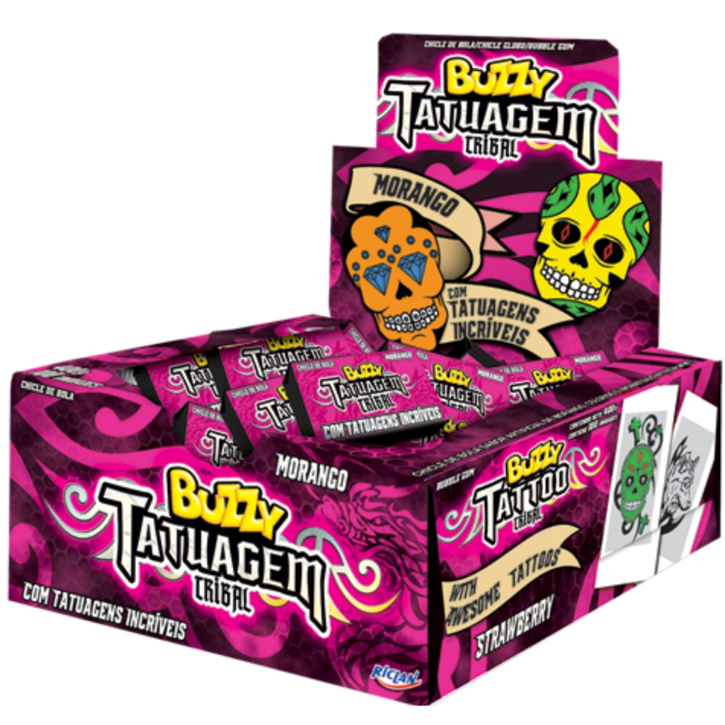 Chiclete Tatuagem Tribal Morango C/90 Buzzy