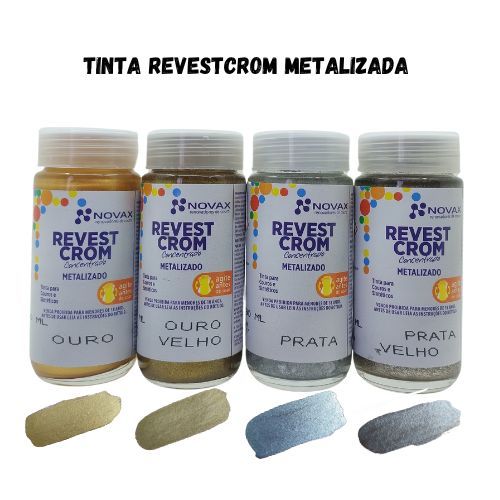 Tinta metalizada Revestcrom 90ml  calçados sapato bota bolsa cadeira banco jaqueta couro em Oferta na Shopee