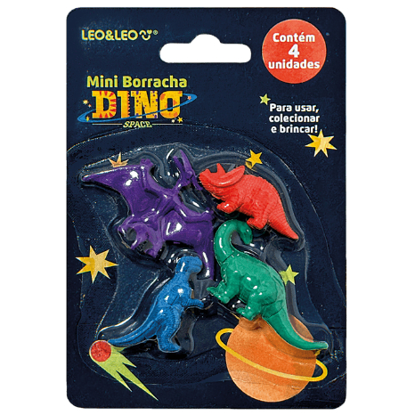 MINI BORRACHA FORMATO DINO - 1 BLISTERS CORES SORTIDAS LEO&LEO em Oferta na Shopee