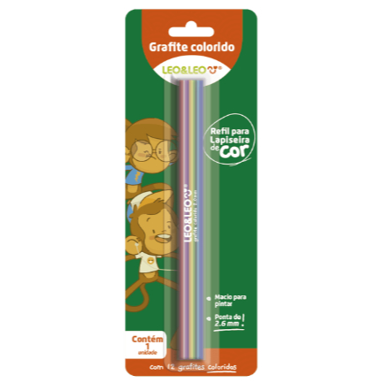 REFIL LAPISEIRA DE COR 2.6 - CAIXA C/ 12 GRAFITES COLORIDOS LEO&LEO em Oferta na Shopee