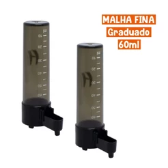 Bebedouro Grande 60ml Graduado Malha Fina - Pássaros e aves em Geral