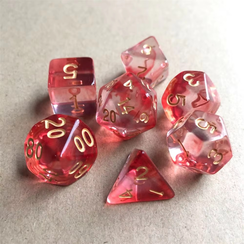 Conjunto 7 Dados Vermelho Translúcido RPG Conjunto Red Kit Jogo de D4 D6 D8 D10 D10% D12 D20 Para RPG De Mesa Tabuleiro Jogo Modelo Translúcido