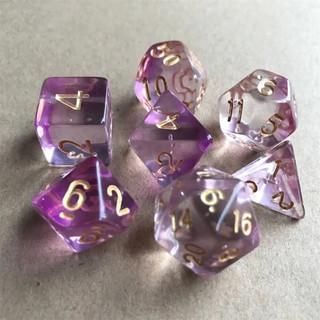 Conjunto 7 Dados Roxo Translúcido RPG Conjunto Purple Kit Jogo de D4 D6 D8 D10 D10% D12 D20 Para RPG De Mesa Tabuleiro Jogo Modelo Translúcido