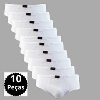 Kit 10 Cuecas masculinas tradicional com forro -SÓ BRANCA em Oferta na Shopee
