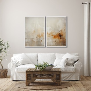 Quadro De Decoração  2 Telas Reflexos do Outono Abstrato díptico Para Sala Quarto Escritór...