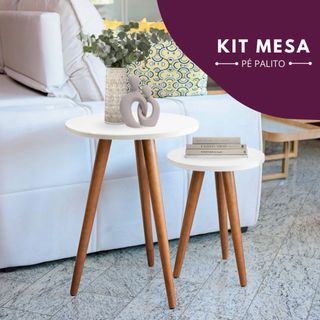 Conjunto de Mesinhas de Canto E Apoio Para Sala Decorativa Lar