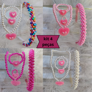 Kit Infantil Menina 4 Peças Tiara Colar Pulseira e  Anel Moda Infantil + Brinde Promoção em Oferta na Shopee