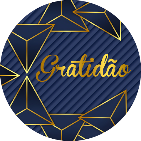 Painel Festa Infantil Redondo Gratidão Dourado Gold, Fundo Azul Marinho, Geométrico + Arco, Suporte incluso. Fazemos personalizado com qualquer tema. Confeccionado em Lona fosca, impressão de alta resolução. cenário Circular p/ Decoração
