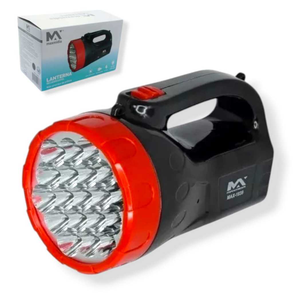 Lanterna Portátil Recarregável Com 19 Leds Branco Bivolt 2 Focos Camping Pesca Caça Doméstico Promoção