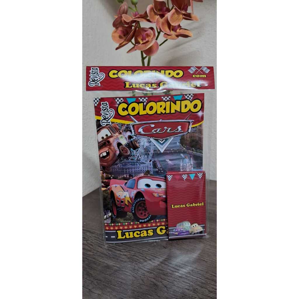 10 kits de colorir personalizados Mc Queen - Livro de colorir + Lapela + giz de cera. Fazemos vários temas.