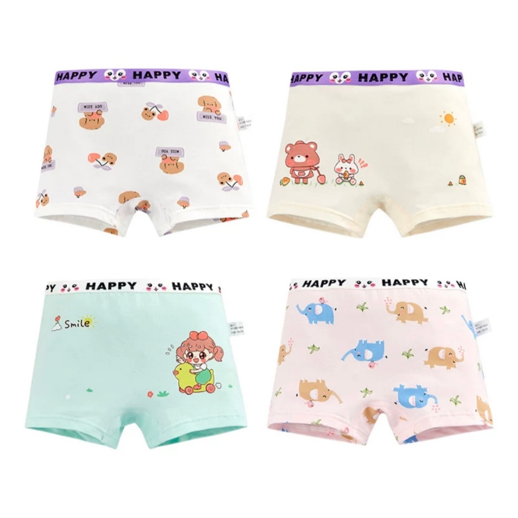 Kit 3 Calcinha Shortinho Feminina Infantil Boxer Calcinhas Algodão Confortável Estampas Sortidas