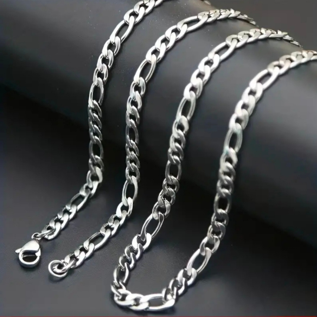 Kit 12 Pcs Colar Corrente lisa Masculina 60cm Aço Inox Prata 3x1