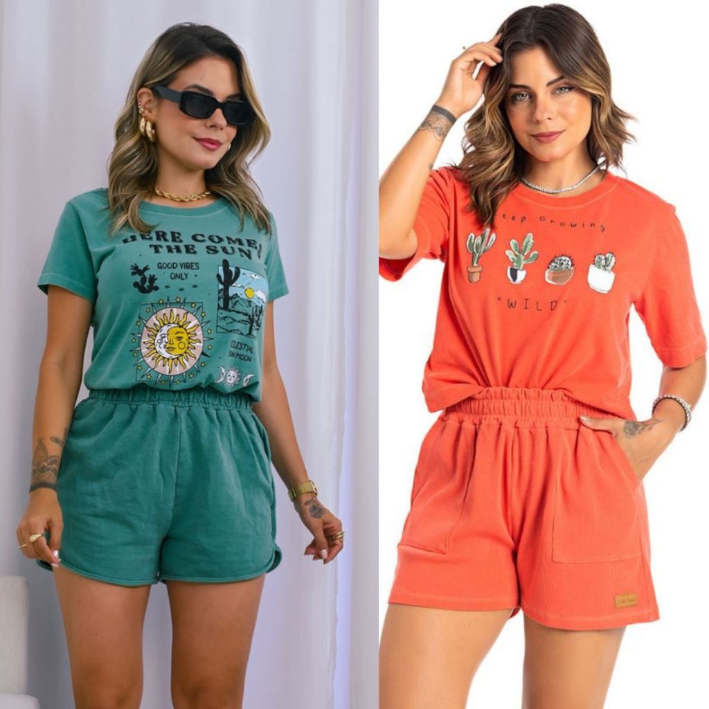Conjunto Feminino Verão com Shorts e T-tshirt - L8