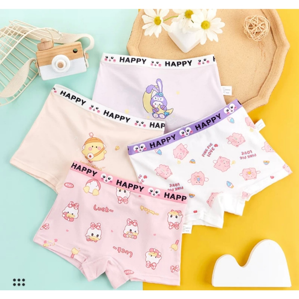 Kit 4 Calcinha Shortinho Feminina Infantil Boxer Calcinhas Algodão Confortável Estampas Sortidas