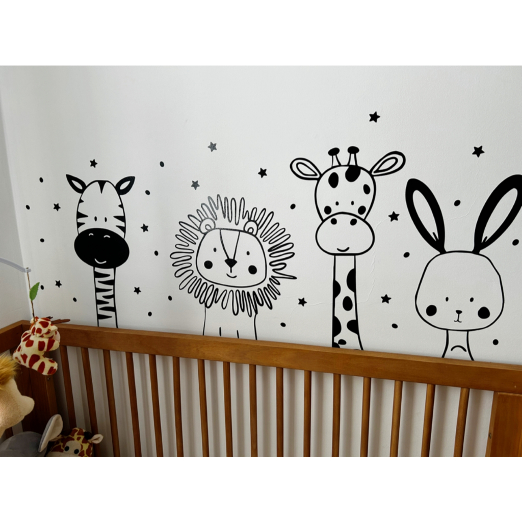 Kit 68 Adesivos Parede Safari Animais e Bolinhas Decoração Quarto Infantil Fácil Aplicação em Oferta na Shopee