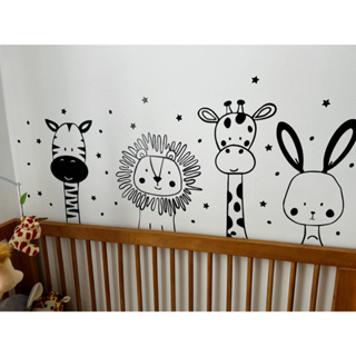 Kit 68 Adesivos Parede Safari Animais e Bolinhas Decoração Quarto Infantil Fácil Aplicação em Oferta na Shopee