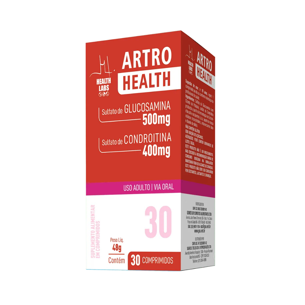 Artro health Glucosamina 500mg Condroitina 400mg 30 Comprimidos - Health Labs