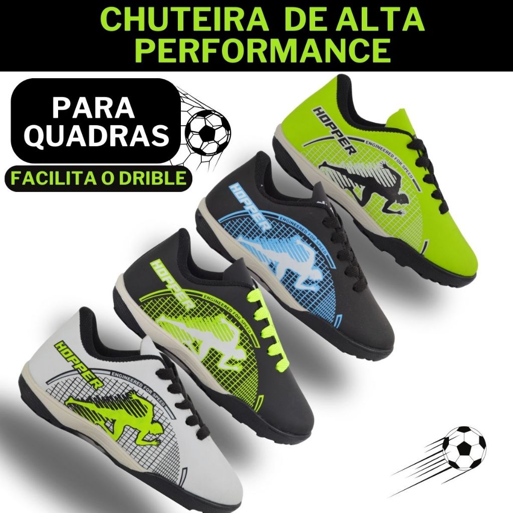 Chuteira Infantil Quadra Hopper - Tamanhos 26 a 33, Diversas Cores