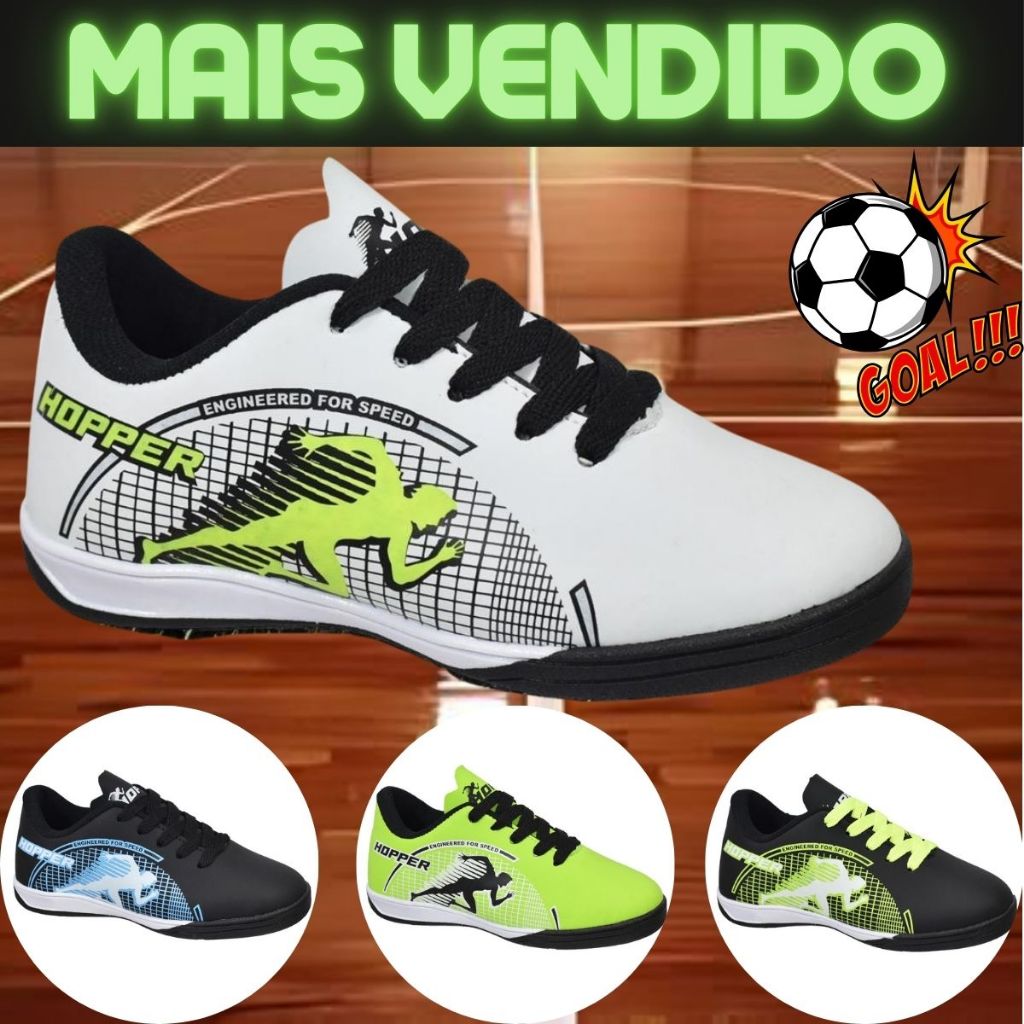 Chuteira Infantil Futsal Quadra Hopper - Tamanhos 26 a 33