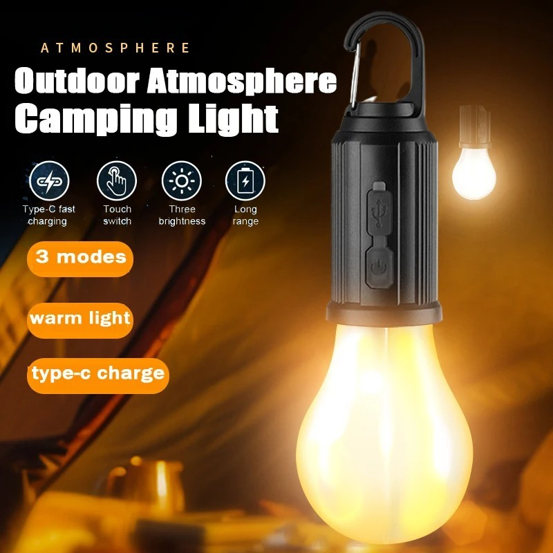 Lampada de Camping Usb 15W Recarregável Portátil LED Gancho A prova D'água Luz Emergência