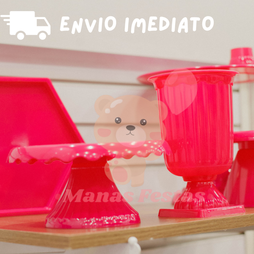 Kit GG MEGA Boleira Cake Renda 19cm + 2 Vasos Grego + 2 Mesinhas + 2 Bandejas 20x13 + 2 Mini Cake + 2 Mini Sextavadas