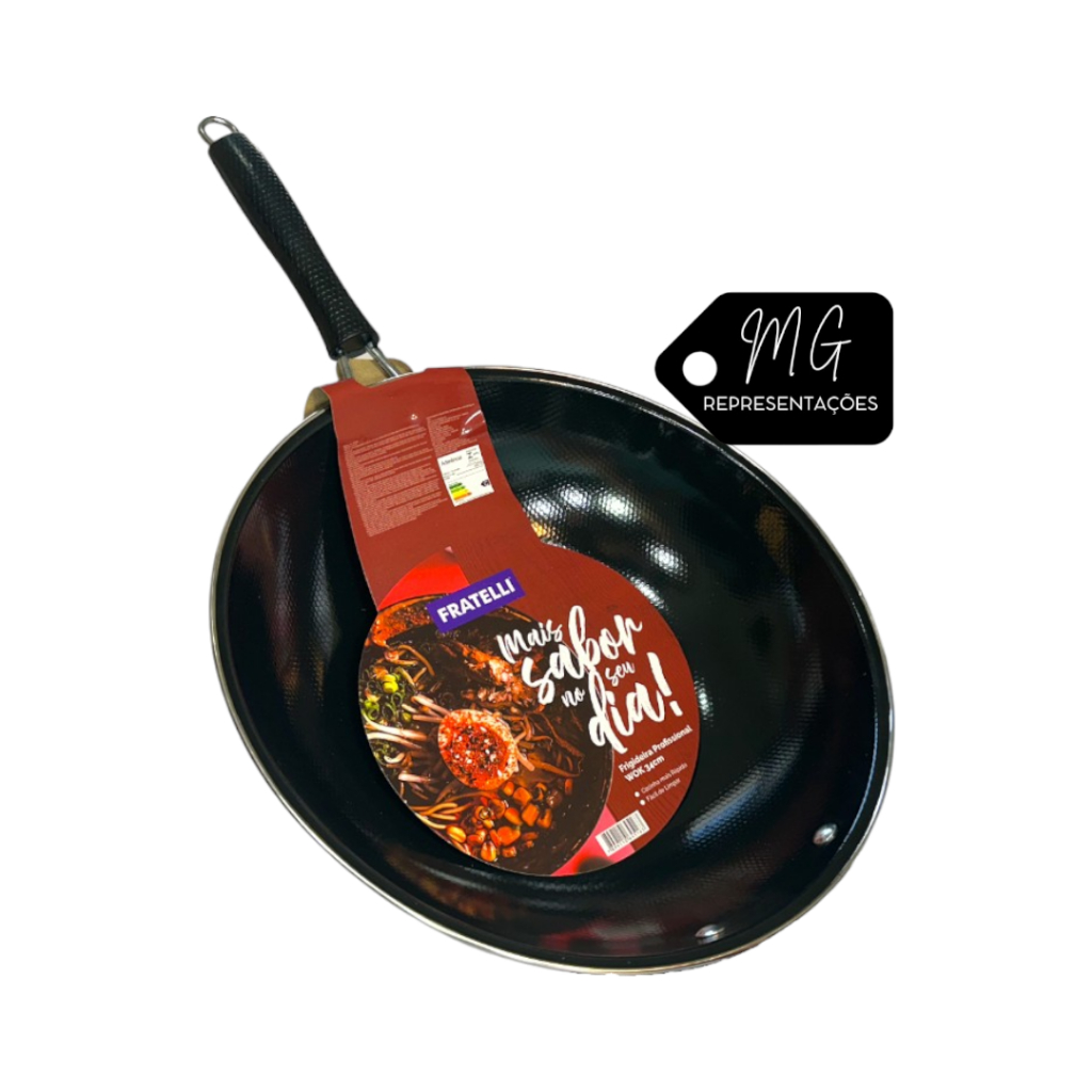Imagem FRIGIDEIRA WOK FERRO INOX ANTIADERENTE PROFISSIONAL FRATELLI 34CM