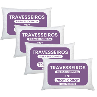 kit 4 Travesseiros 50x70 100% Fibra Antialérgico em Oferta na Shopee