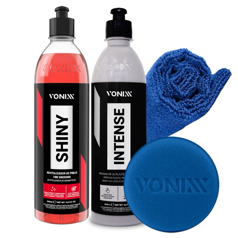 Shiny Intense Vonixx - Revitalizador Plásticos Intense + Pneu Pretinho Shiny 500