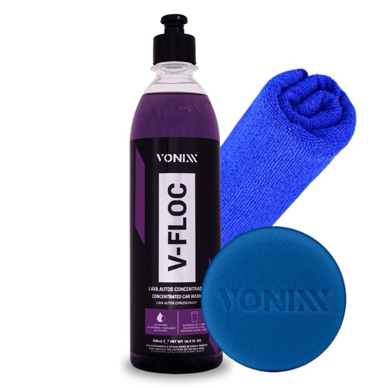 V-Floc 500ml Shampoo pH Neutro Concentrado Lavagem + Pano + Aplicador