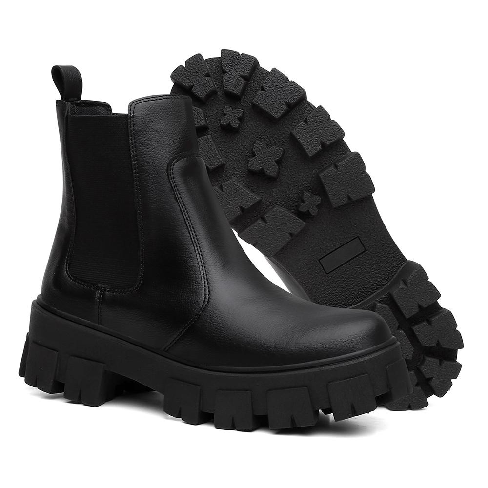 Bota Coturno Feminino Tratorada Chelsea Macia Confortável Oferta em Oferta na Shopee