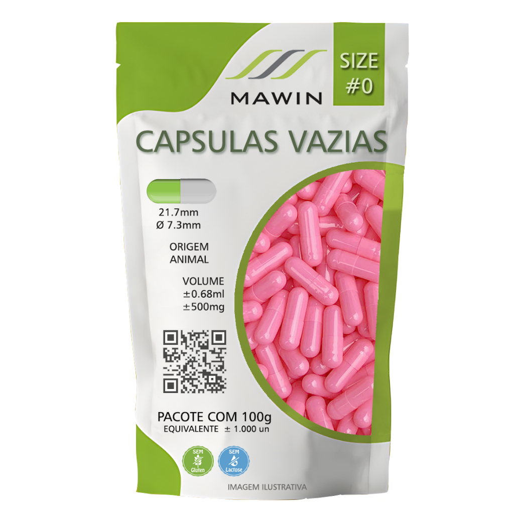 1.000 Capsula Gelatina Vazia N0 - ROSA - Mawin
