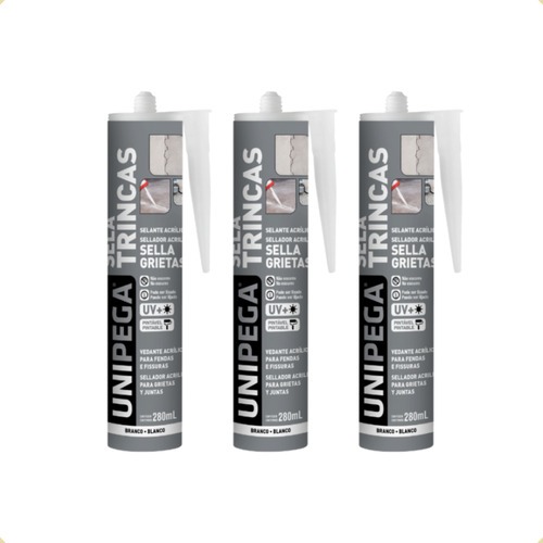 Kit Com 3 Sela Trincas Adesivo Selante Branco 280ml em Oferta na Shopee
