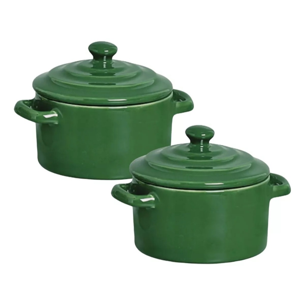 Kit 2 Mini Caçarola Cerâmica Verde Esmaltada 250ml Moderna Panelinha Para Festa Buffet Servir em Oferta na Shopee