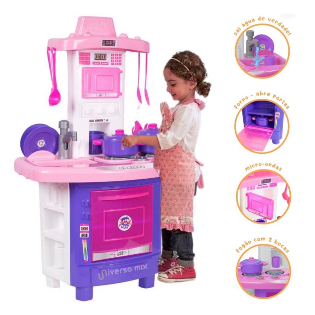 Cozinha Infantil de Brinquedo 70 CM Grande Completa Sai Agua de Verdade Menina Acompanha Acessorios Pais e Filhos em Oferta na Shopee