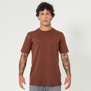 Camiseta Masculina Basic Casual Marrom em Oferta na Shopee
