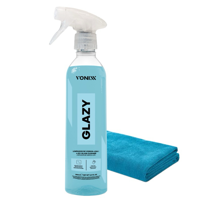 Glazy Vonixx Limpa Vidros 4 Em 1  500ml + Toalha Microfibra em Oferta na Shopee
