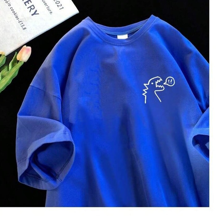 Camiseta Estampa Dinossauro Masculino feminina Desenho Animado Carta Estilos de Rua Camiseta Manga Curta  100%Algodao