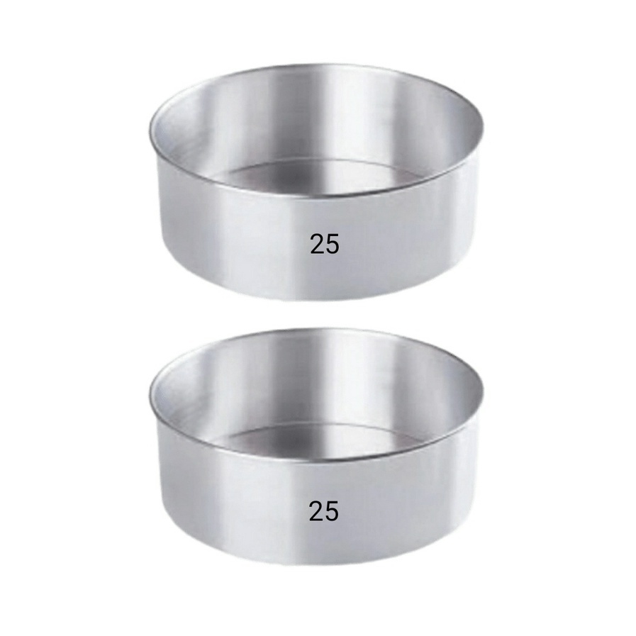 Kit 2 (DUAS)  Assadeira Redonda ALTA 25x10 Forma Bolo Alumínio Fundo Fixo