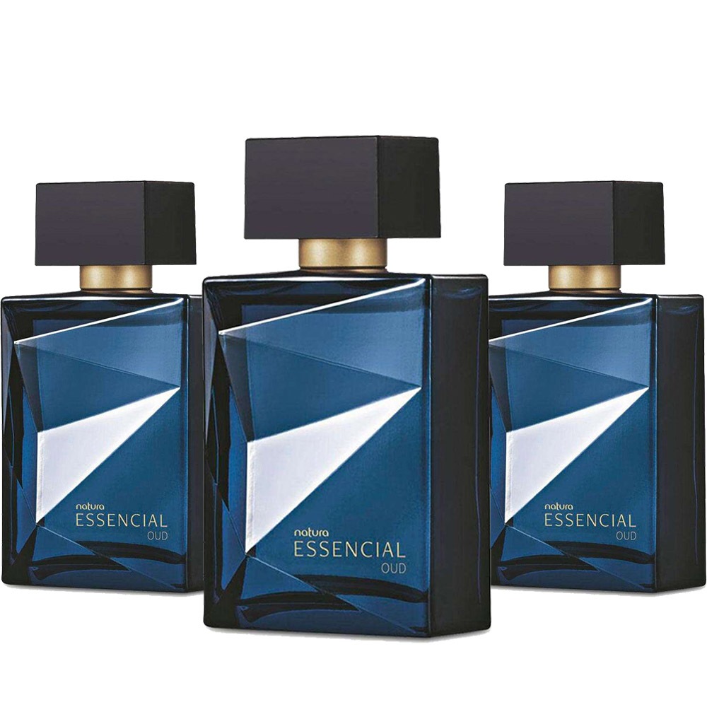 Perfume Essencial Oud Masculino Deo Parfum 100ml P/ Homem Natura Kit com 3 Unidades