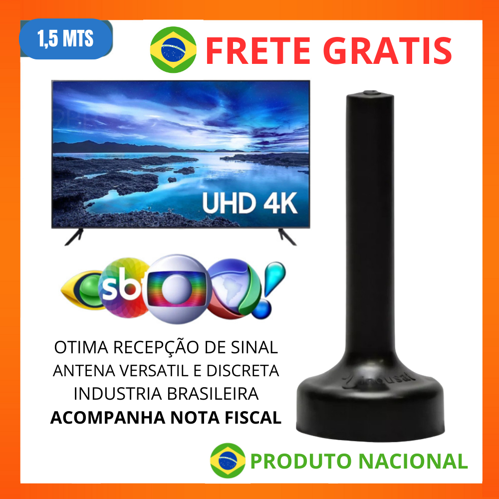 Antena Interna Digital HDTV 4K Premium 1,5MT