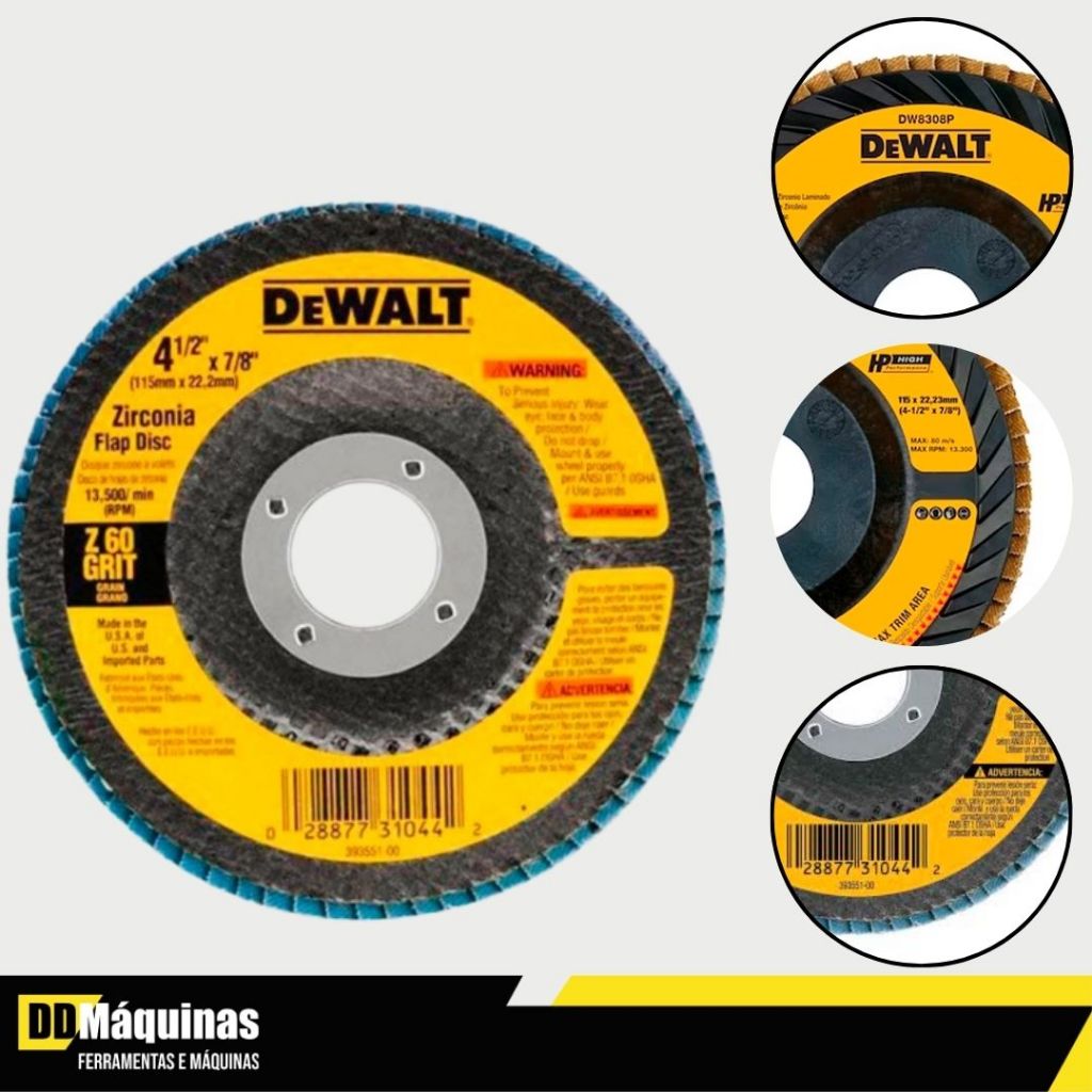 Disco Flap Fibra Cônico 4 1/2" X 7/8" G60 | DEWALT - Home & Living
