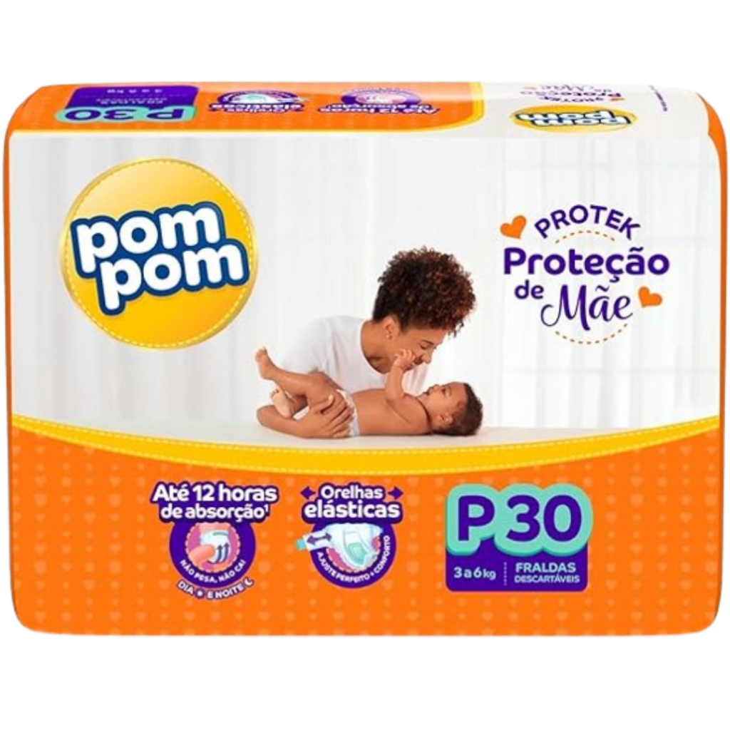 Fralda Descartável na Promoção Pompom Protek Proteção de Mãe Jumbo - Todos os tamanhos