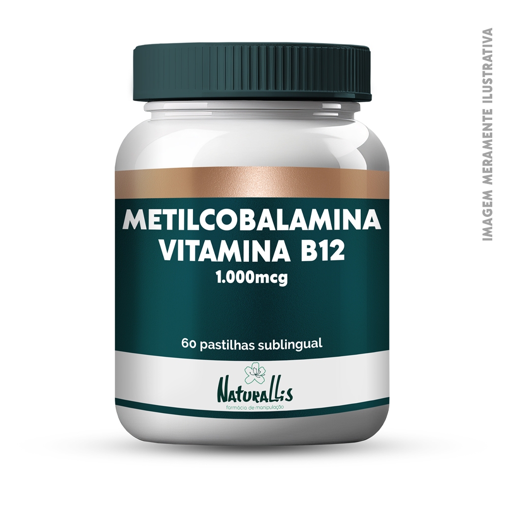 Metilcobalamina 1000mcg Vitamina B12 Pastilhas Sublinguais Vegano - 60 unidades